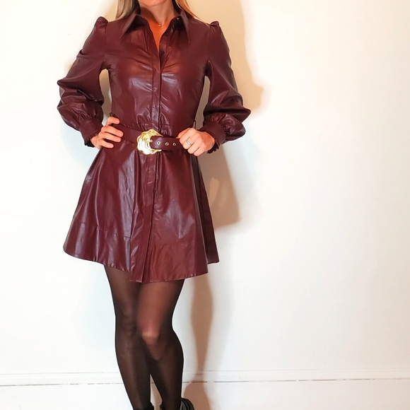 NICHOLAS | Dresses | Nicholas Belted Faux Leather Dress | Poshmark